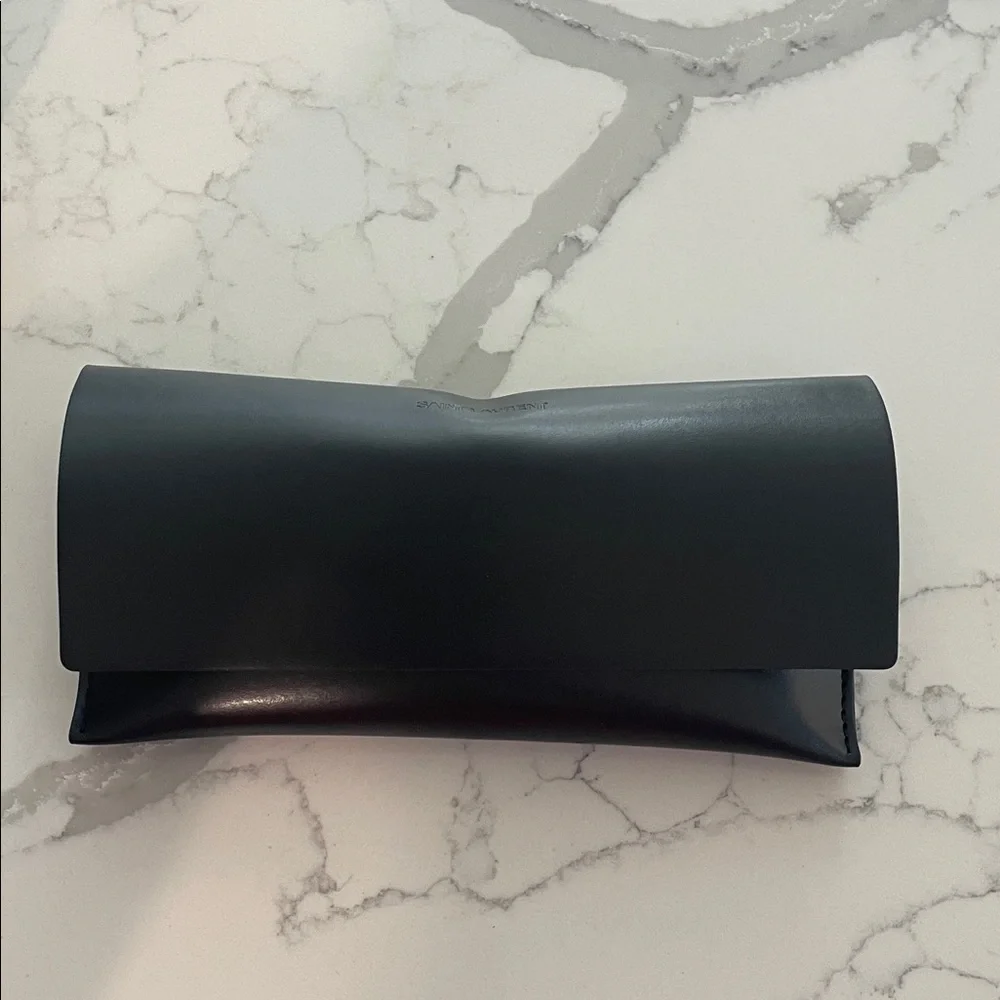 Saint Laurent Black and Silver Shield Sunglasses